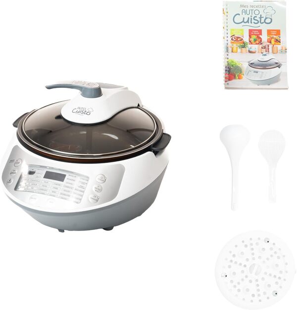Teleshopping - Autocuisto - Multicuiseur - Appareil Cuisine aux 30 Fonctions - Accessoire Cuisine Equivalent à 7 Appareils - Autocuiseur, Cuiseur Vapeur, Cuiseur de Riz - Avec Livre de Recettes Fourni