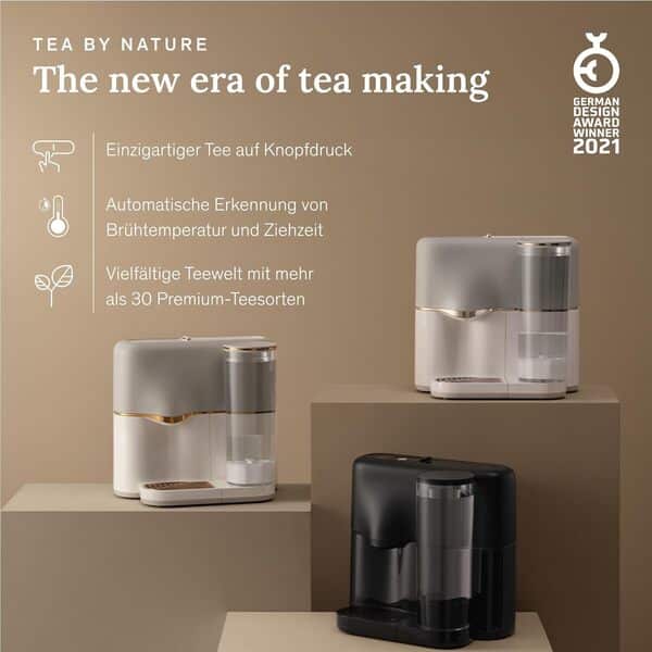 Avoury One Machine à thé avec système à capsules - Théière de qualité supérieure pour capsules de thé avec contrôle automatique de la température - Design moderne (Silver White, sans paquet)