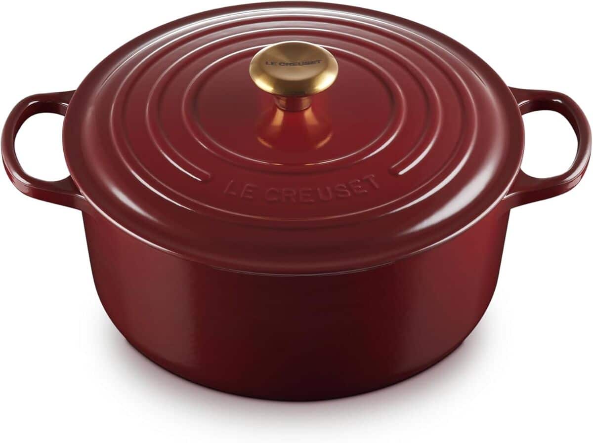 LE CREUSET Cocotte In Ghisa 22 Cm Rosso Garnet – Perfetta Per Stufati E Arrosti