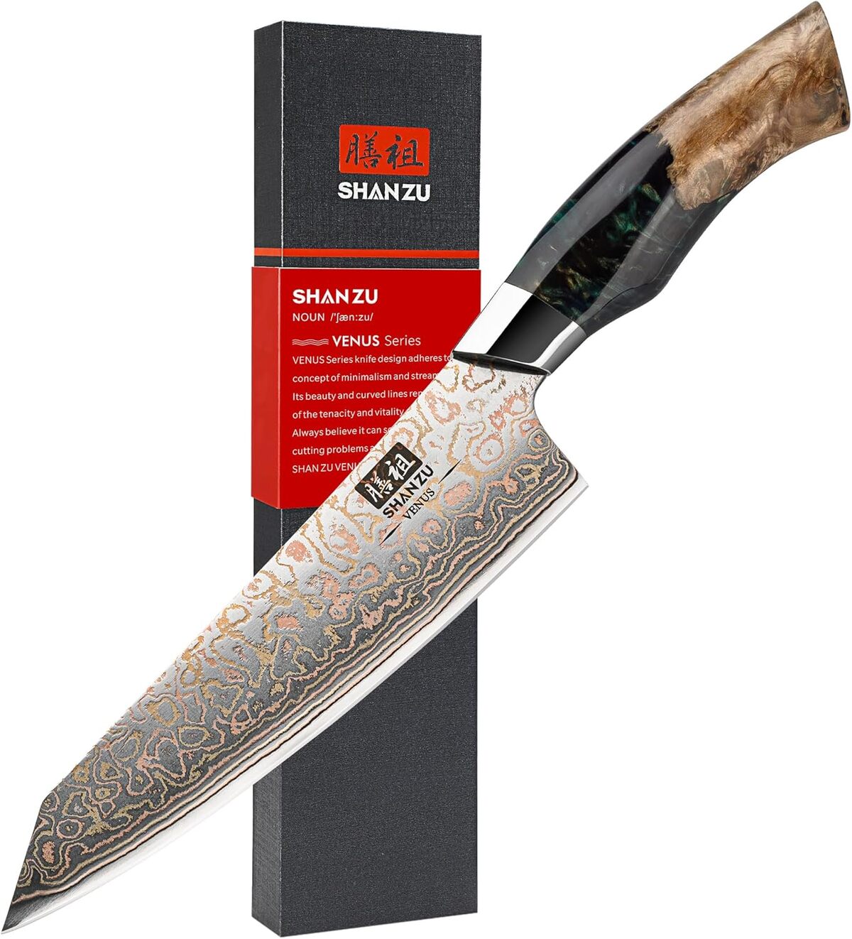 Test du couteau de chef Damas Shan Zu 20 cm : performance et élégance