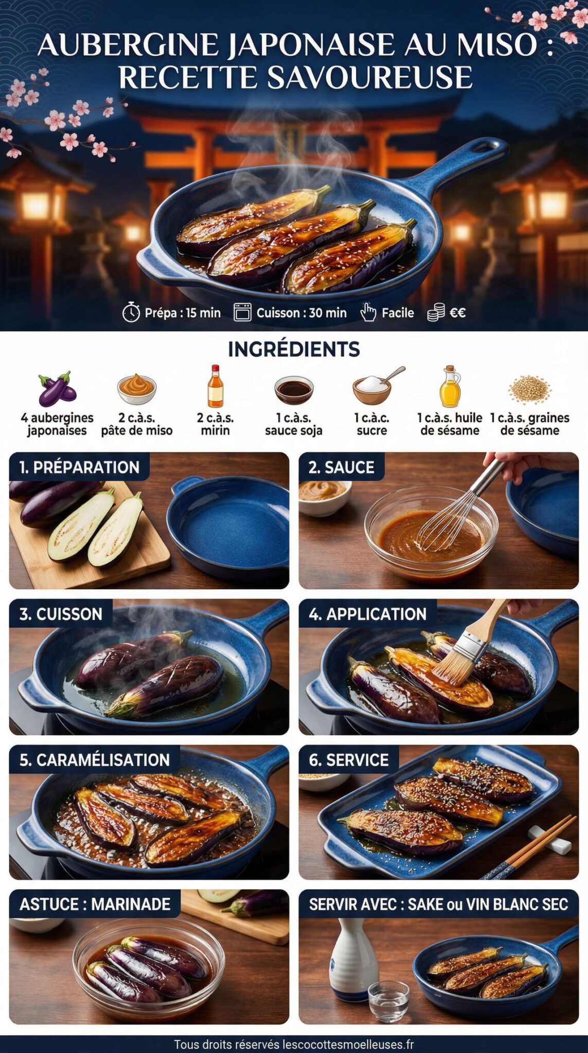 Infographie de la recette Aubergine Japonaise au Miso : recette Savoureuse