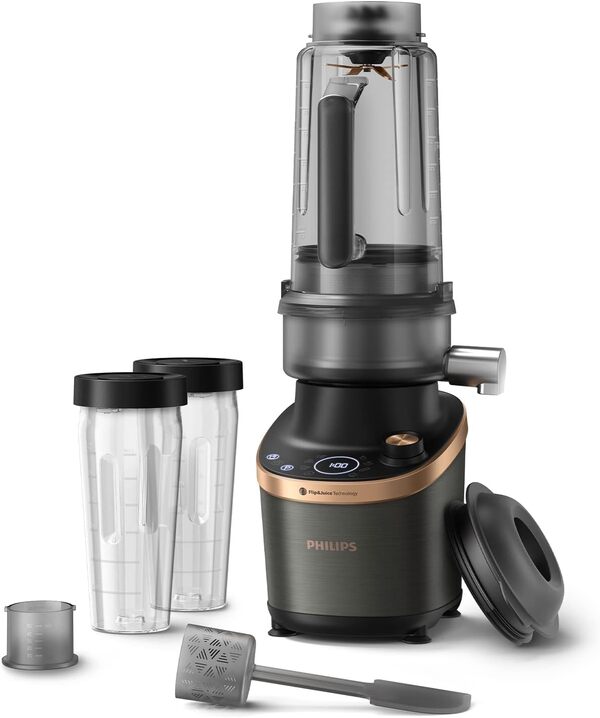Philips Blender Haute Vitesse Flip&Juice Série 7000 avec centrifugeuse intégrée, Technologies Flip&Juice et ProBlend Ultra, HomeID App, Programmes Quick Select, Fonction nettoyage rapide (HR3770/10)