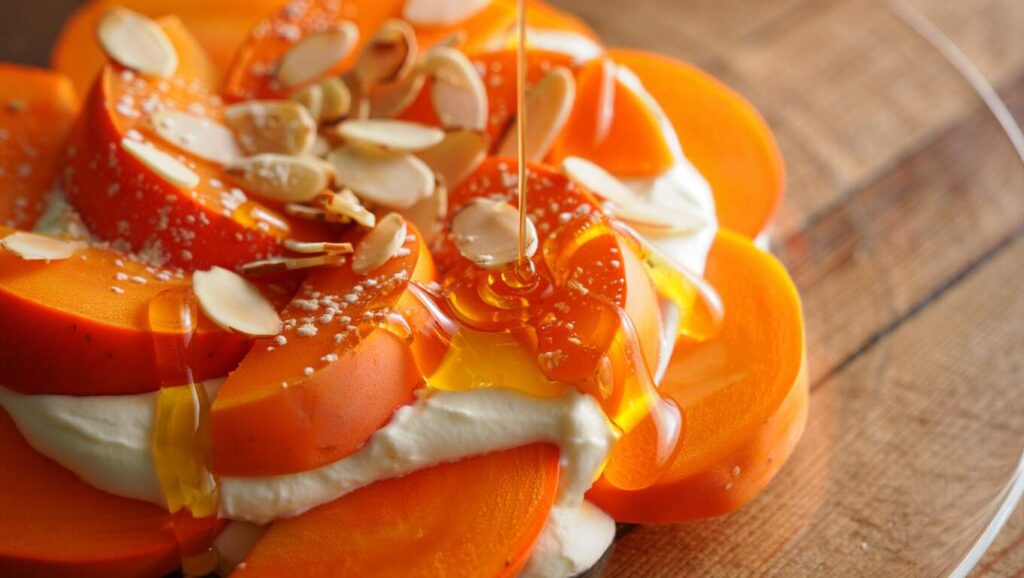Recette de kaki au mascarpone et amandes