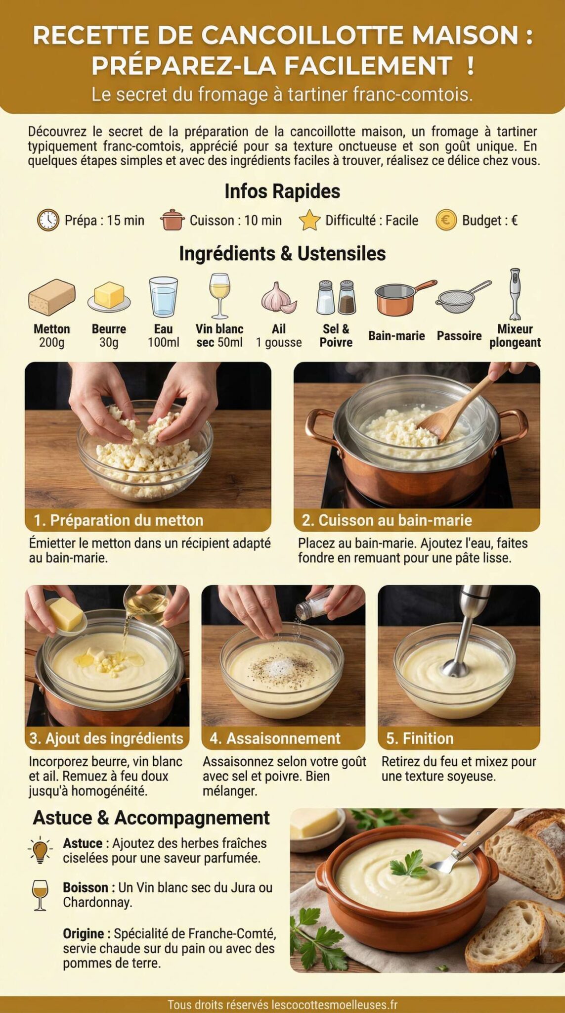 Fiche recette Recette de Cancoillotte Maison : pr&eacute;parez-la Facilement !