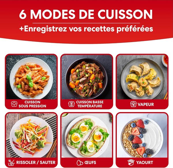 Instant Pot 5.7L Multicuiseur 7-in-1 - Autocuiseur, Mijoteuse, Sauteuse, Yaourtière, Cuiseur d'Œufs, Cuiseur Vapeur et Réchauffeur d'Aliments, Pot Intérieur en Acier Inoxydable, Noir