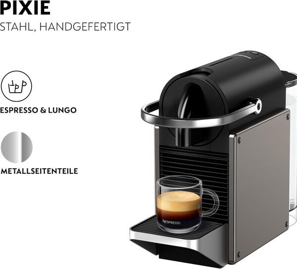 KRUPS XN306TK Nespresso Pixie Titan Machine à expresso, recettes programmables, 2 longueurs, arrêt automatique, 1260 W, 0,7 l