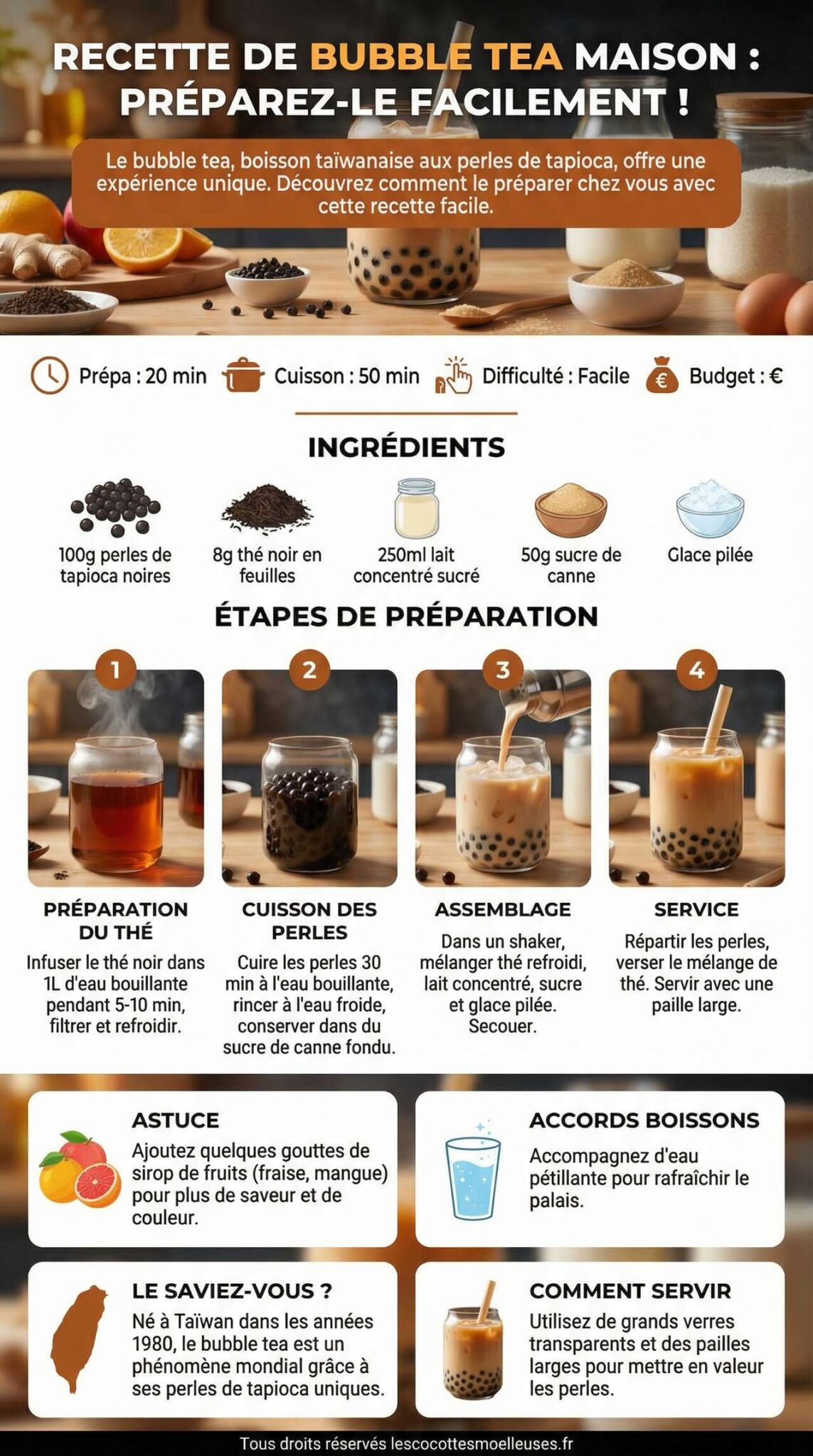 Fiche recette Recette de Bubble Tea Maison : apprenez &agrave; le pr&eacute;parer facilement
