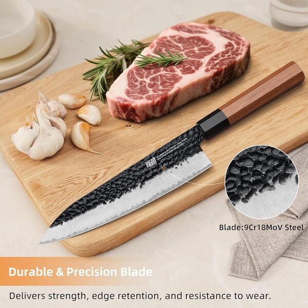 FINDKING Série Dynasty Ensemble de couteaux de cuisine 4PCS, Set de couteaux de chef japonais, Lame en acier à haute teneur en carbone 9Cr18MoV, pour les viandes, les fruits et les légumes