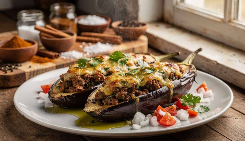 Aubergines Farcies à la Viande Hachée et Épices : recette Savoureuse