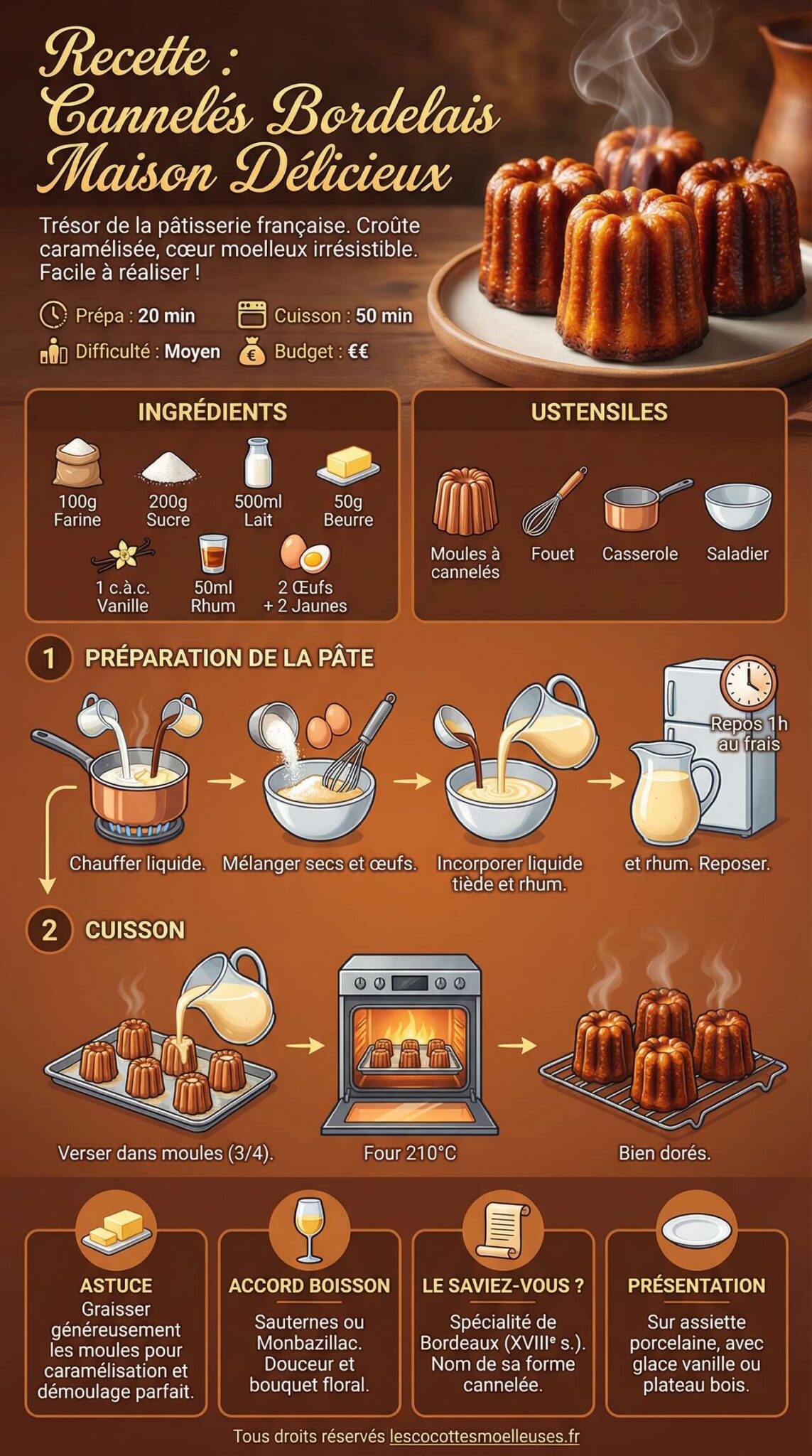 Fiche recette Recette : cannel&eacute;s Bordelais Maison d&eacute;licieux