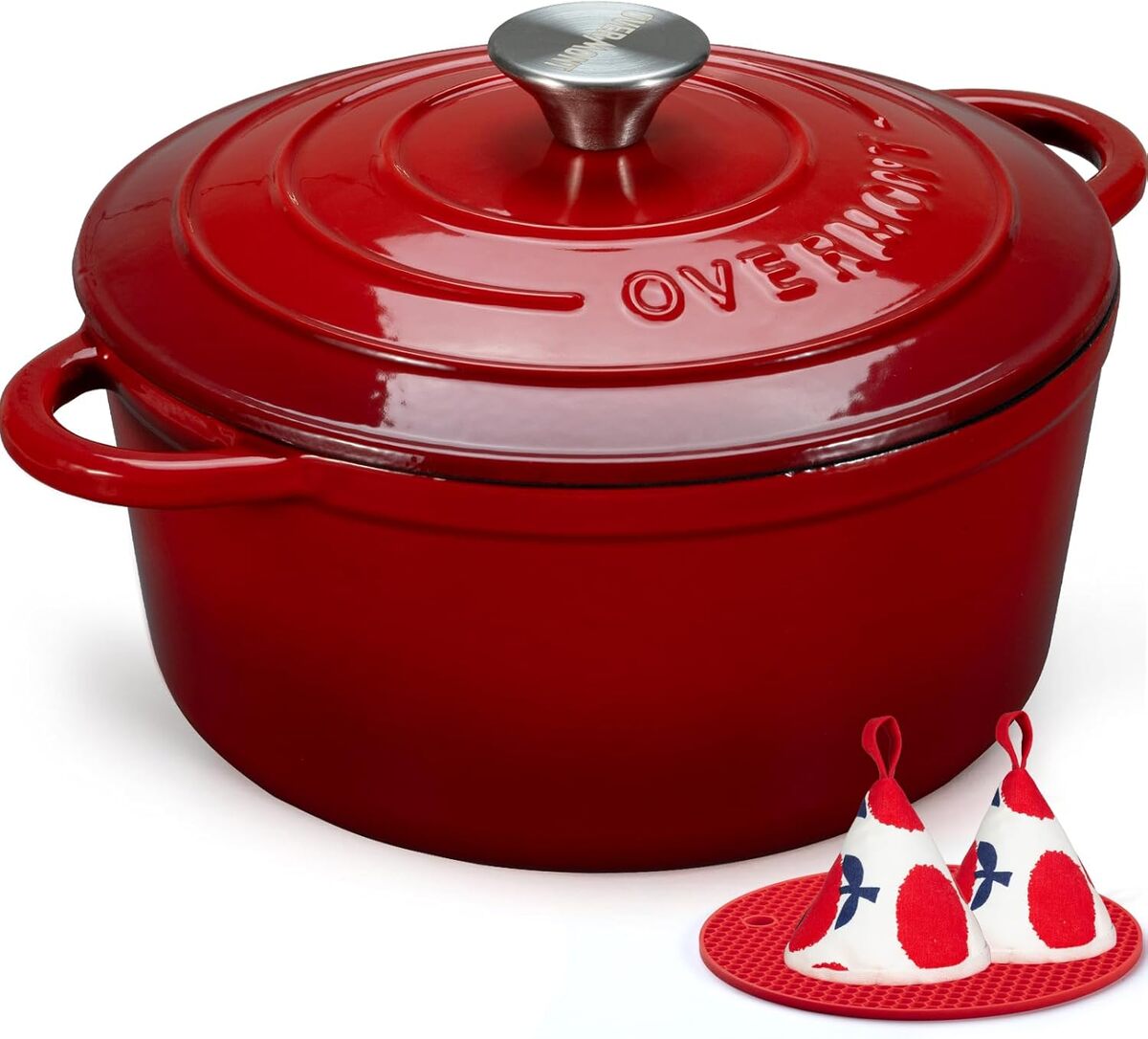 Test de la cocotte en fonte émaillée Overmont Ø28 cm : robustesse et antiadhérence