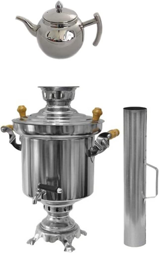 Test du samovar en acier inoxydable 5L avec théière design 1L