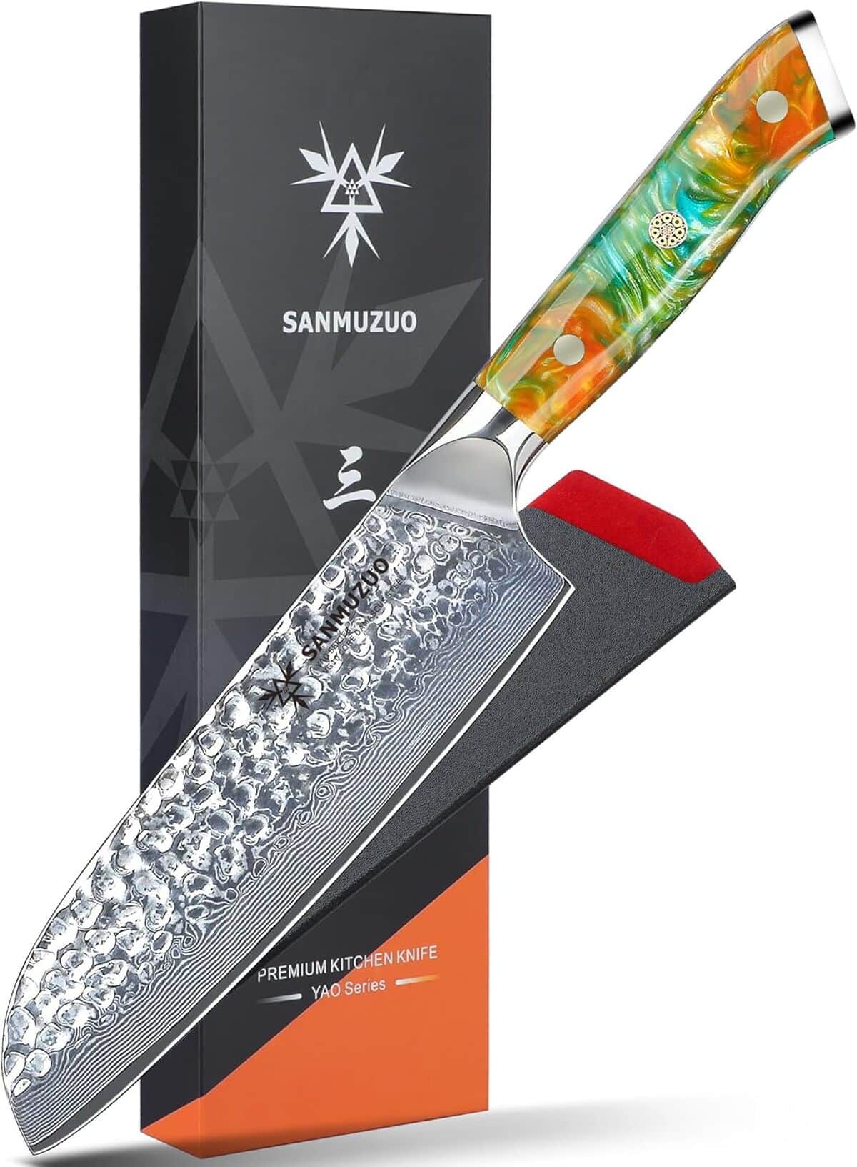 Test du Santoku Sanmuzuo : lame Damas de 18 cm