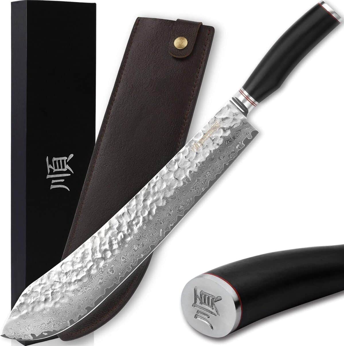 Test du YOUSUNLONG Super Bull Nose : couteau de boucher Damas japonais 355mm