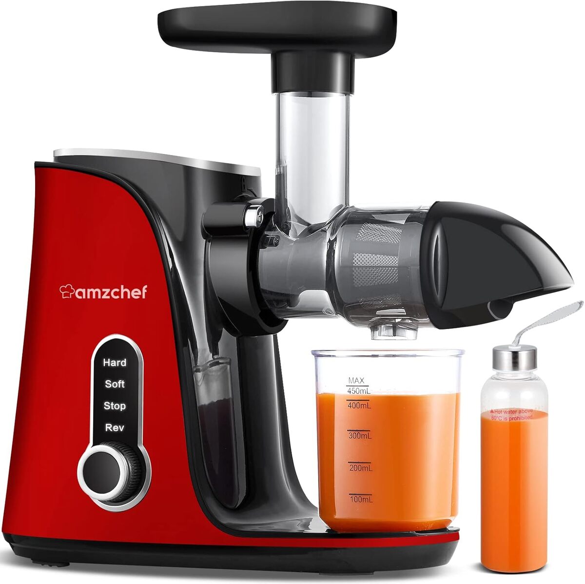 Test : extracteur de jus AMZchef rouge à double vitesse