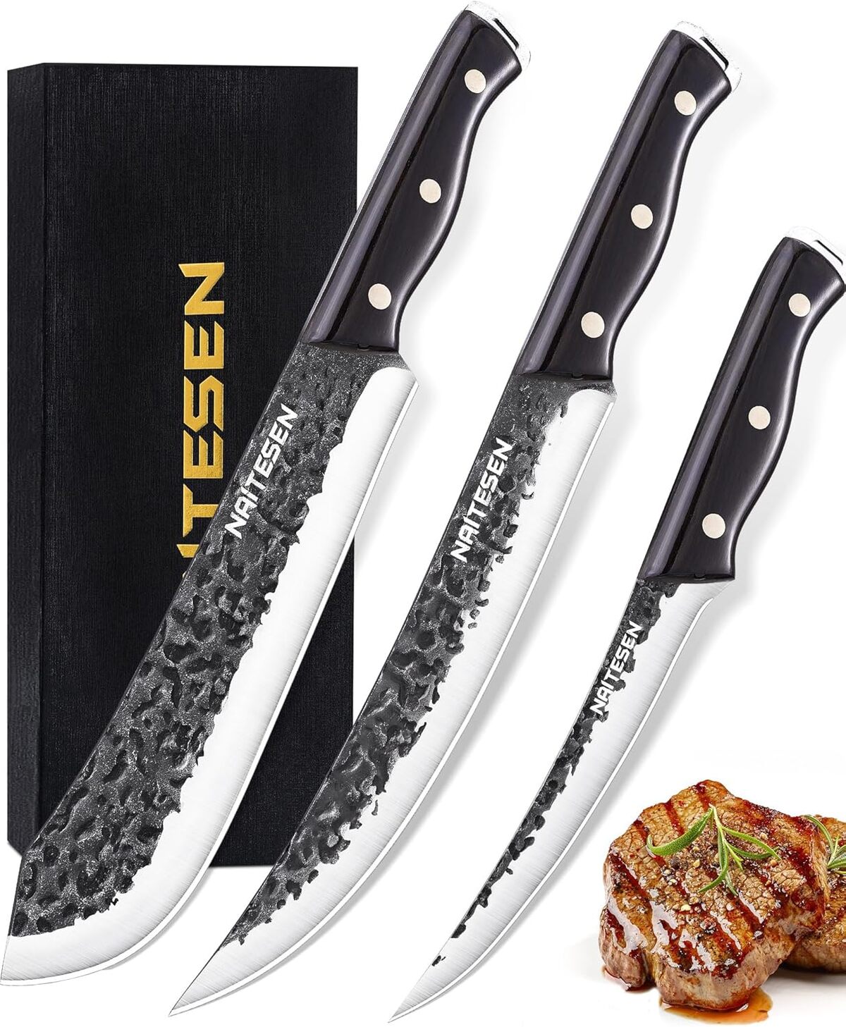 Test : naitesen lot de 3 couteaux de boucher professionnels
