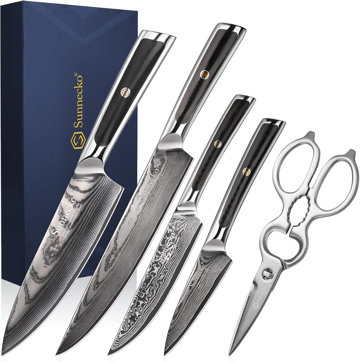 Test : set couteaux Sunnecko en acier Damas 73 couches