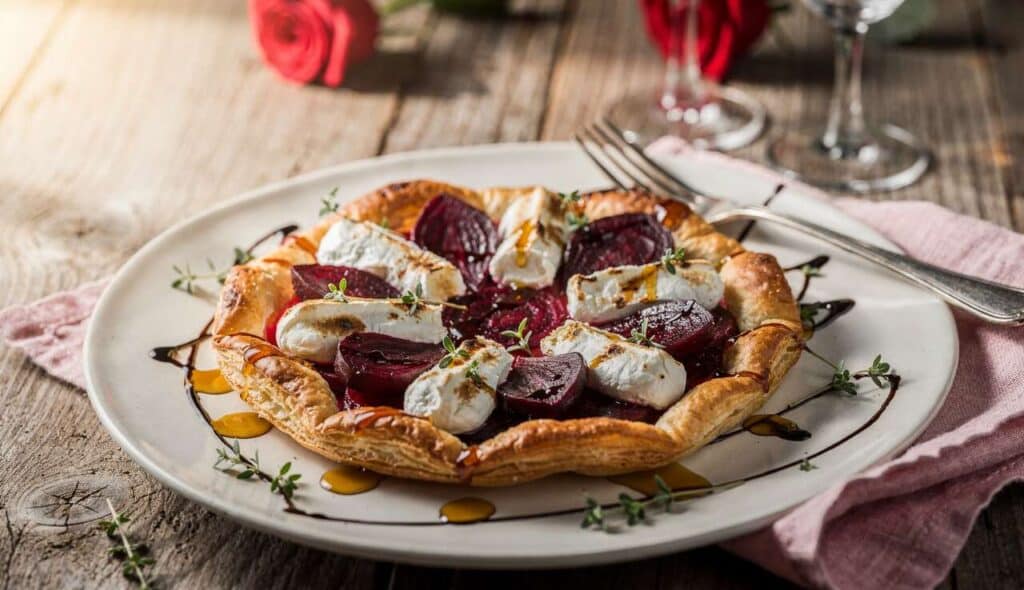 Tarte fine à la betterave et chèvre pour la Saint-Valentin