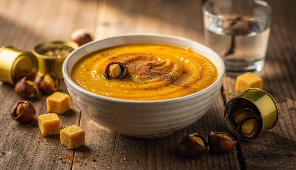 Soupe butternut, poireaux et châtaignes : recette confort