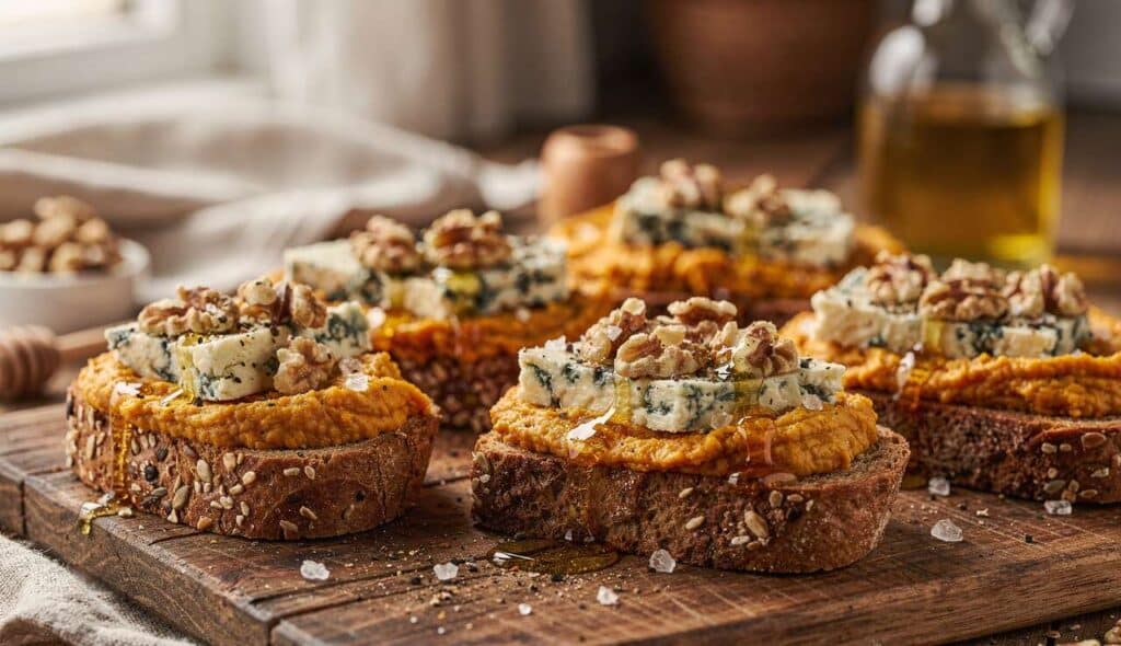 Tartines au potimarron, bleu et noix : une recette gourmande