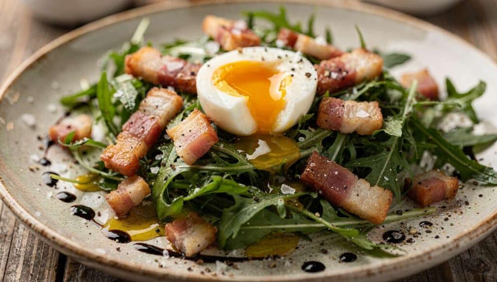 Salade de pissenlits aux lardons et œuf mollet : recette délicieuse