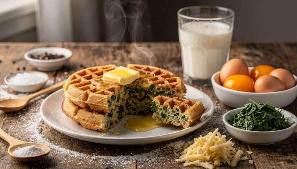 Gaufres aux épinards et Comté : recette facile