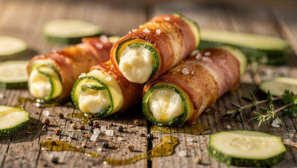 Courgettes roulées au jambon et fromage : recette savoureuse