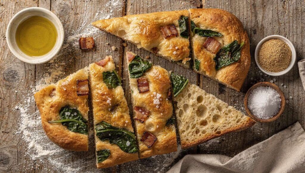 Recette de focaccia aux blettes et lardons