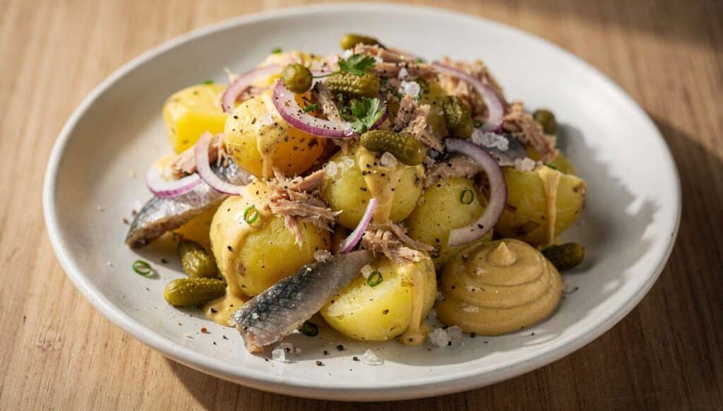 Salade de pommes de terre au hareng fumé : recette savoureuse
