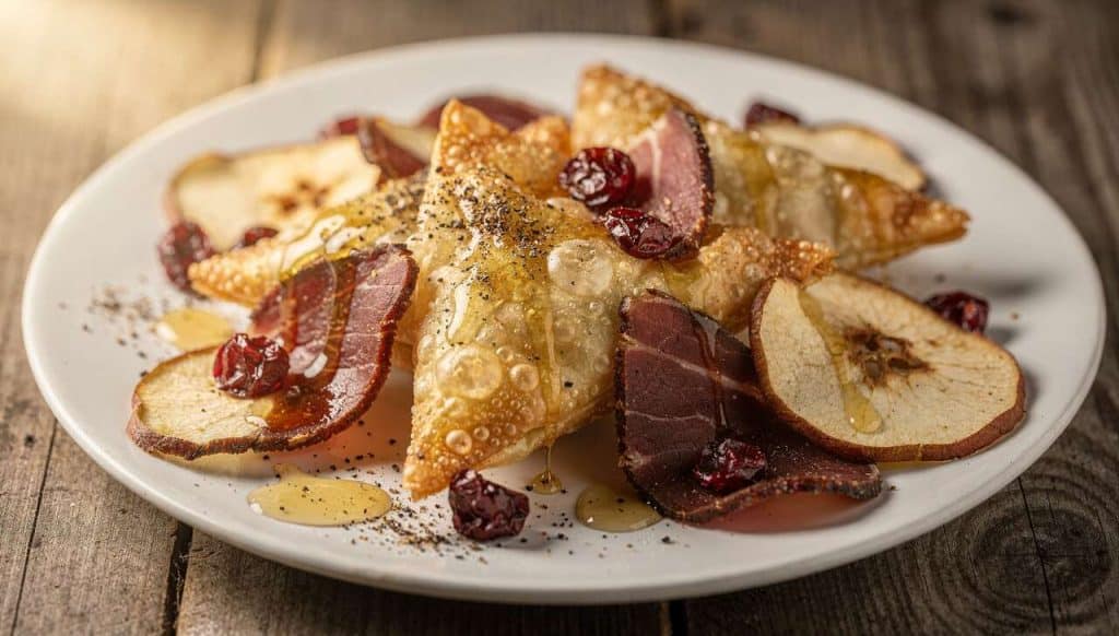 Samoussas au Magret séché, pommes et airelles : recette gourmande