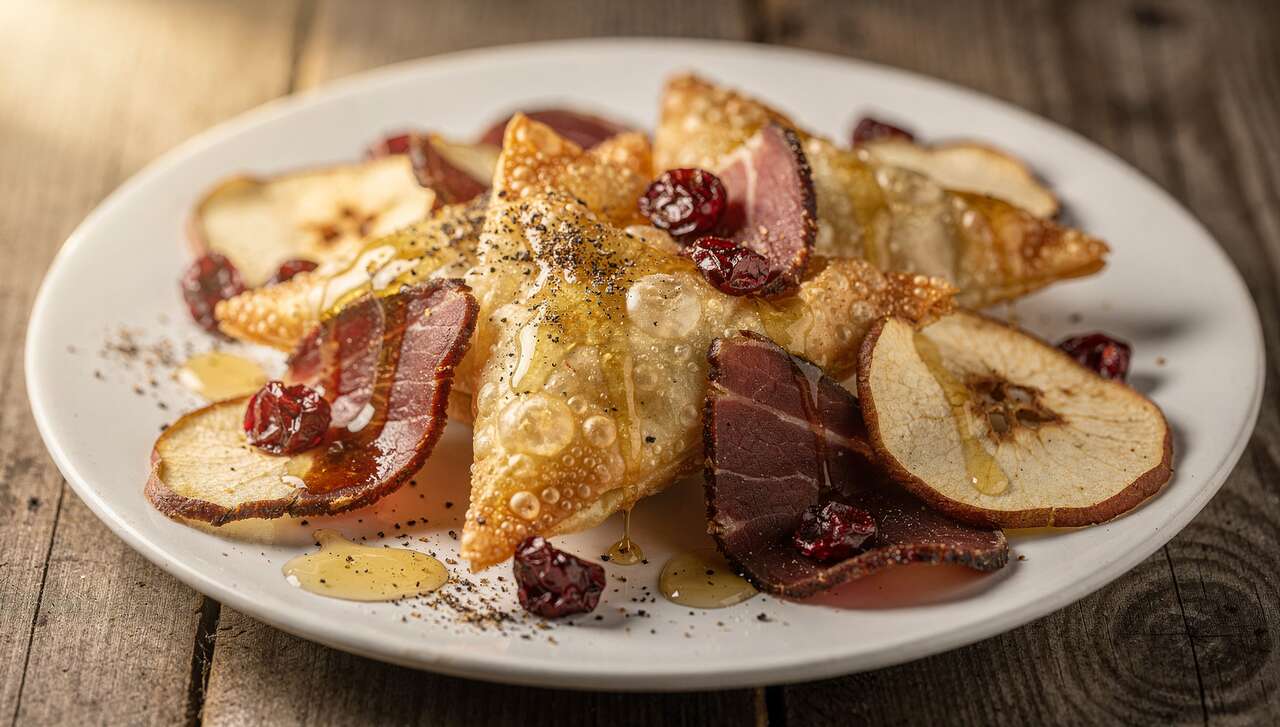 Samoussas au Magret séché, pommes et airelles : recette gourmande