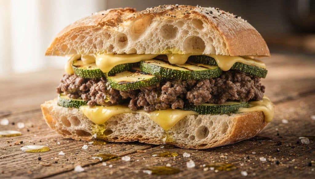 Argentine : croque au bœuf et courgettes grillées