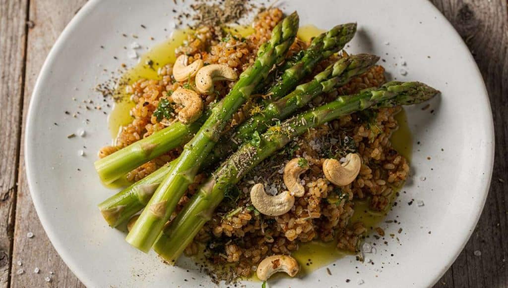 Recette Veggie : assiette d'Asperges et Boulgour