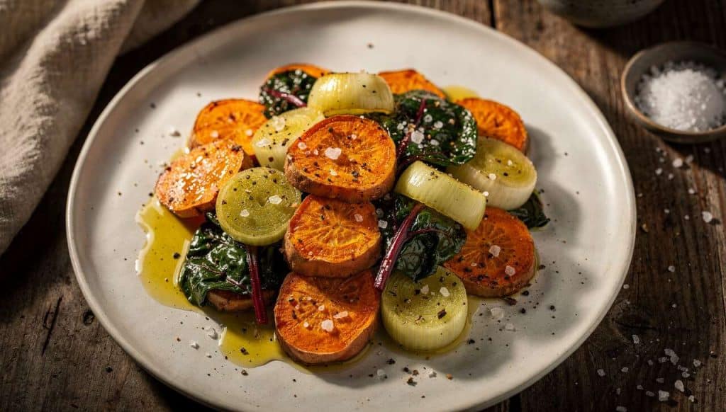 Poêlée de patates douces, poireaux et blettes : recette savoureuse et facile