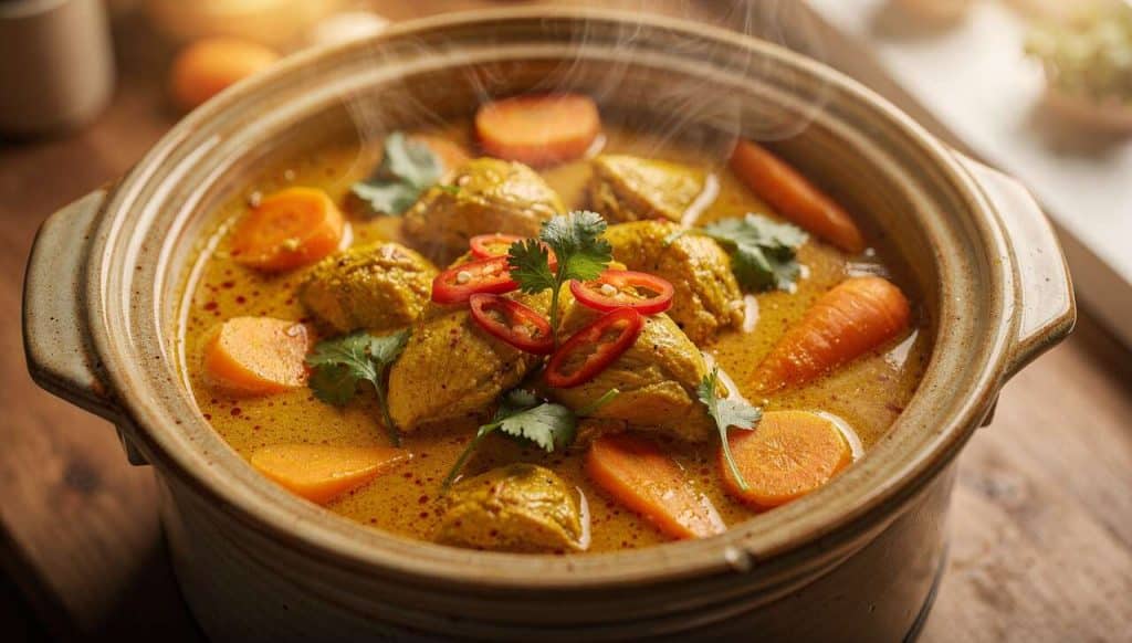 Cari de poulet aux carottes à la mijoteuse : recette savoureuse et facile