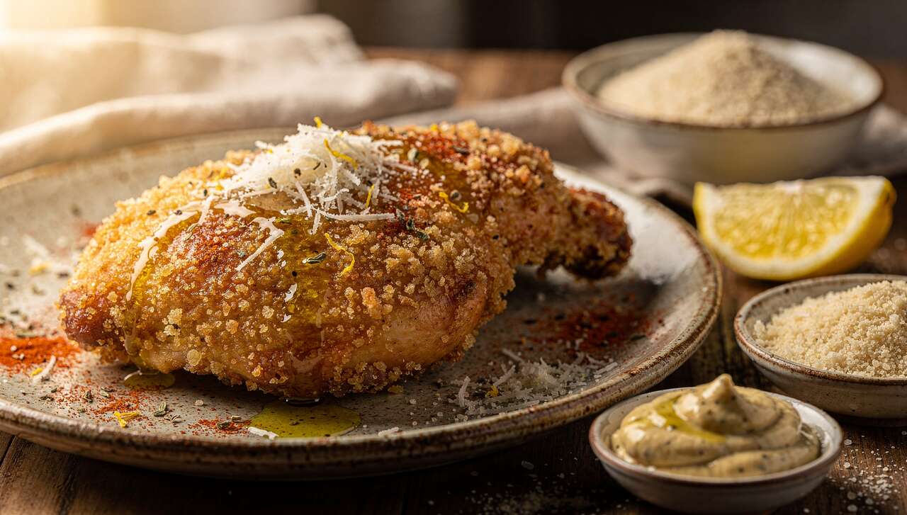 Poulet croustillant au parmesan et citron : recette facile et savoureuse
