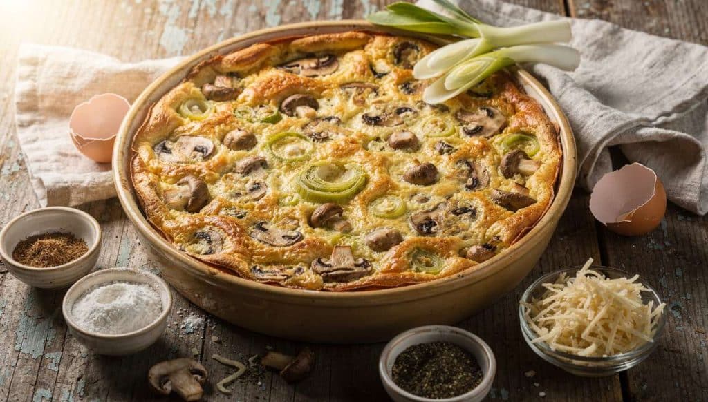 Clafoutis champignons et poireaux : recette facile et savoureuse