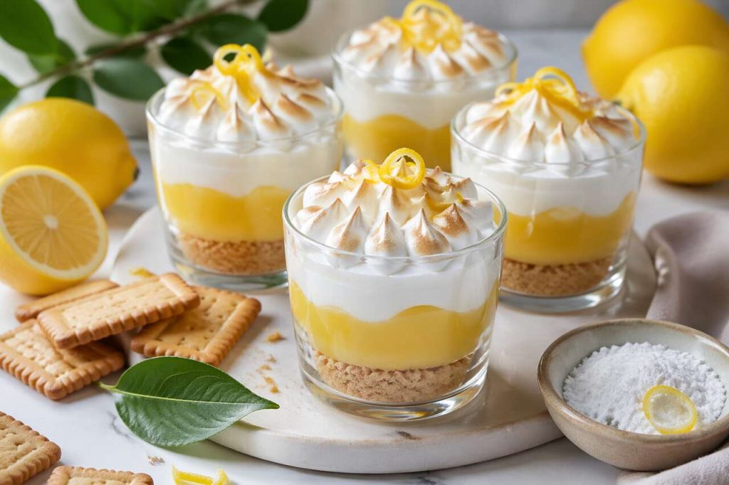Verrines façon tarte au citron meringuée : recette gourmande
