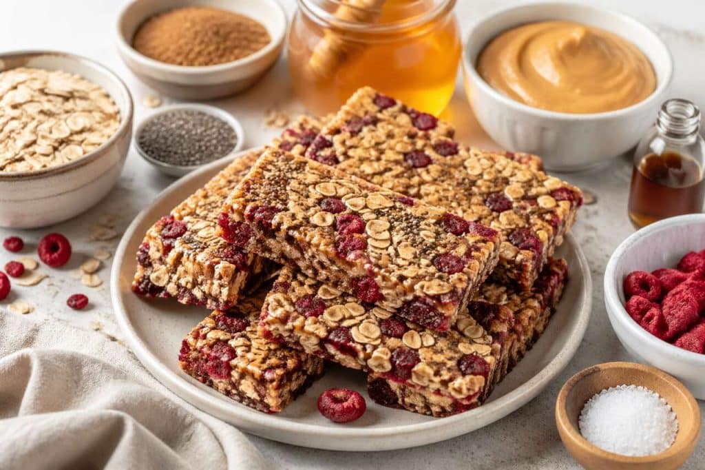 Barres de céréales maison aux framboises : recette facile et rapide