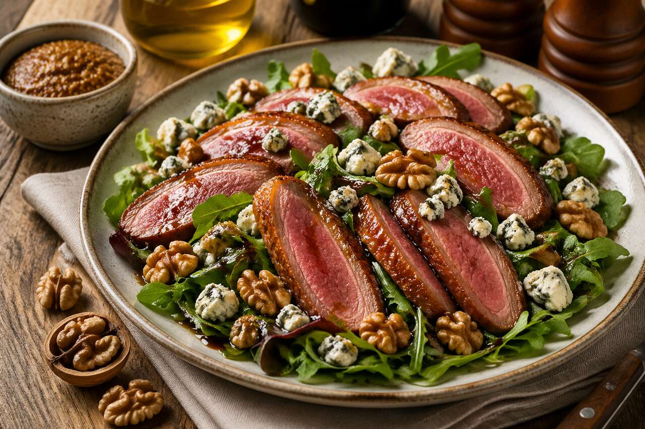 Salade au roquefort et magret : recette chic à emporter