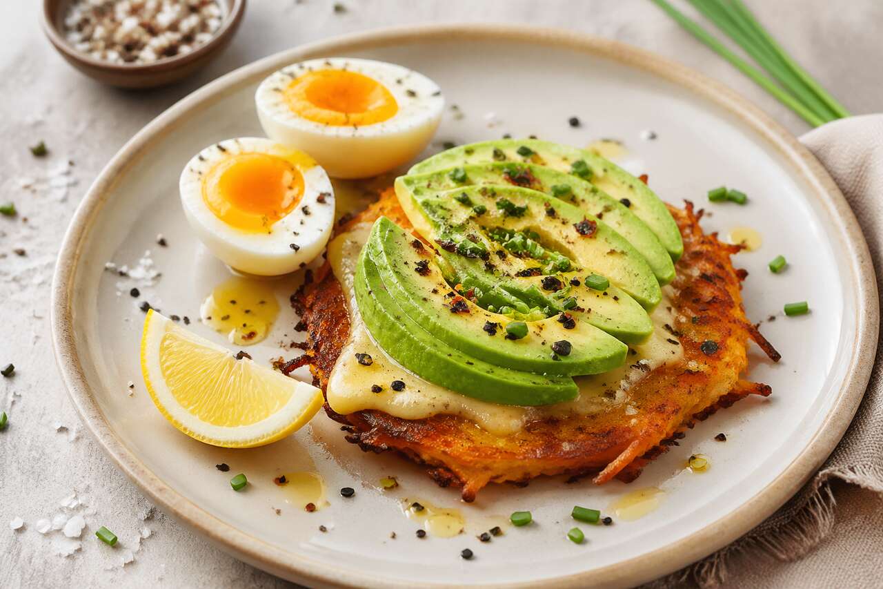 Rösti de patate douce et Appenzeller façon avocado toast