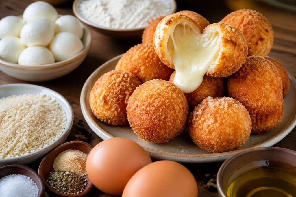 Billes de mozzarella panées : recette savoureuse et croustillante
