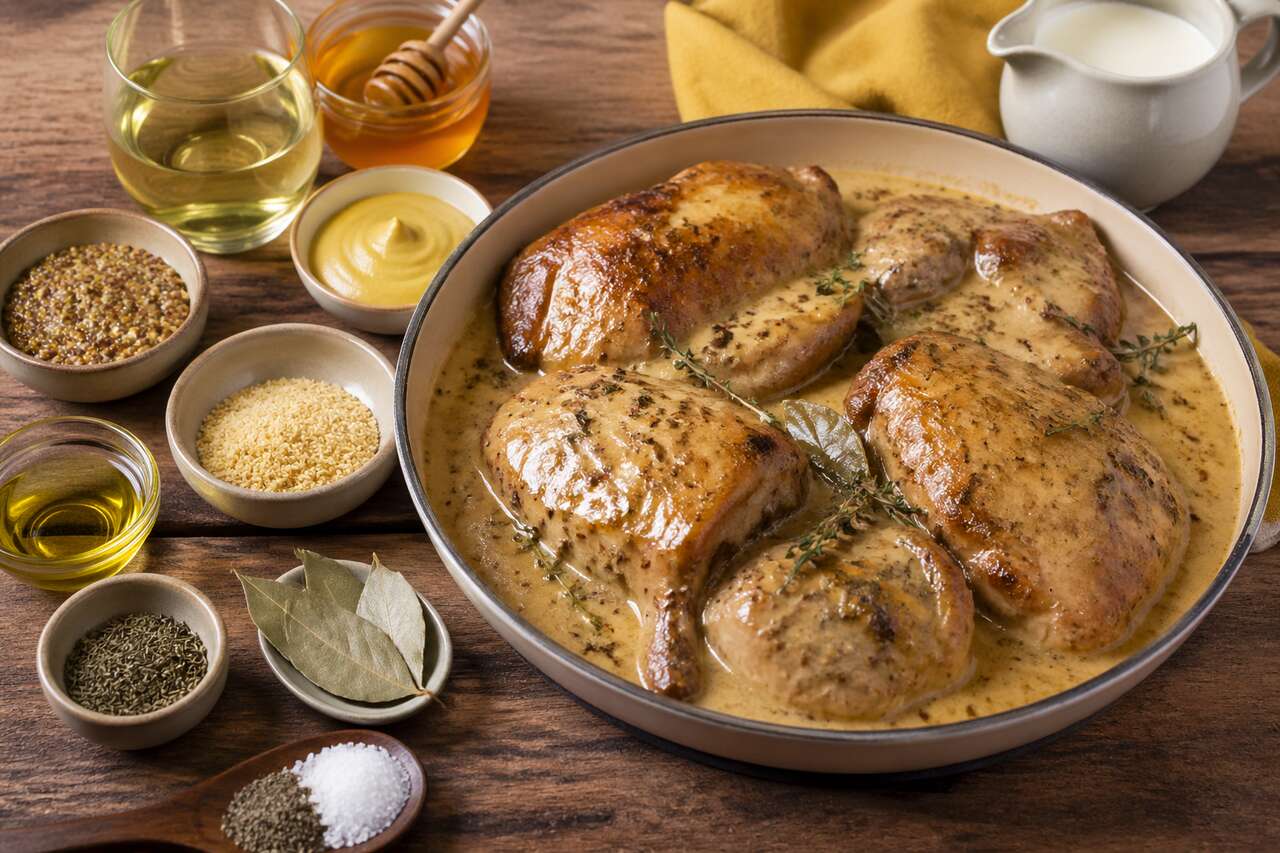 Lapin à la moutarde et au miel : recette gourmande