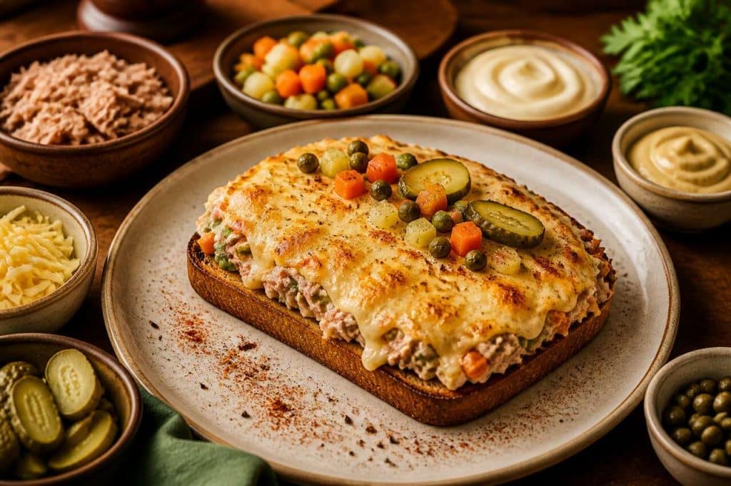 Recette : croque thon à la russe et macédoine