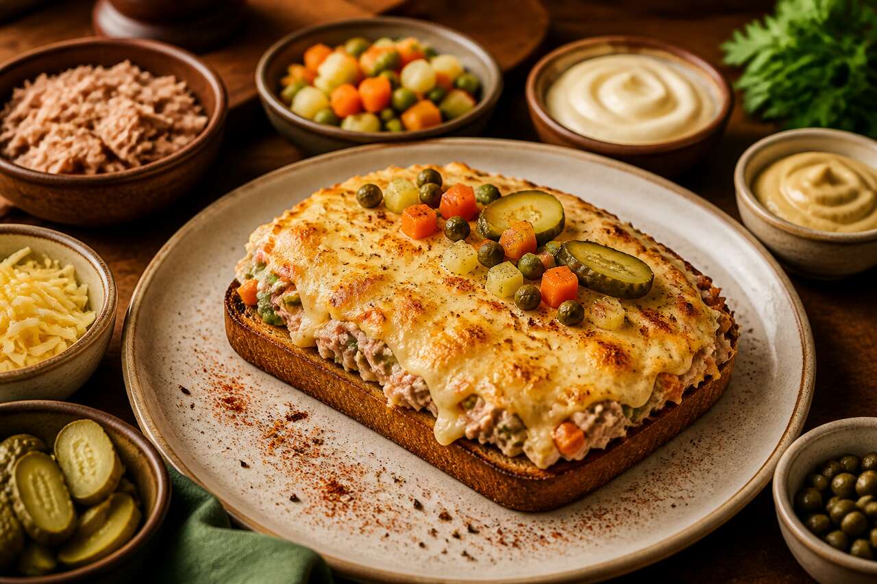 Recette : croque thon à la russe et macédoine