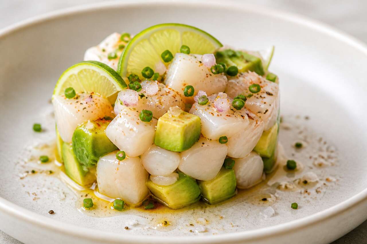 Tartare de Saint-Jacques à l'avocat et citron vert