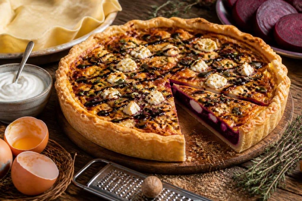 Quiche à la betterave et chèvre : recette savoureuse