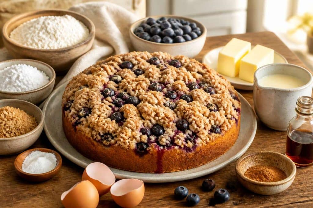 Crumb cake aux myrtilles : recette gourmande