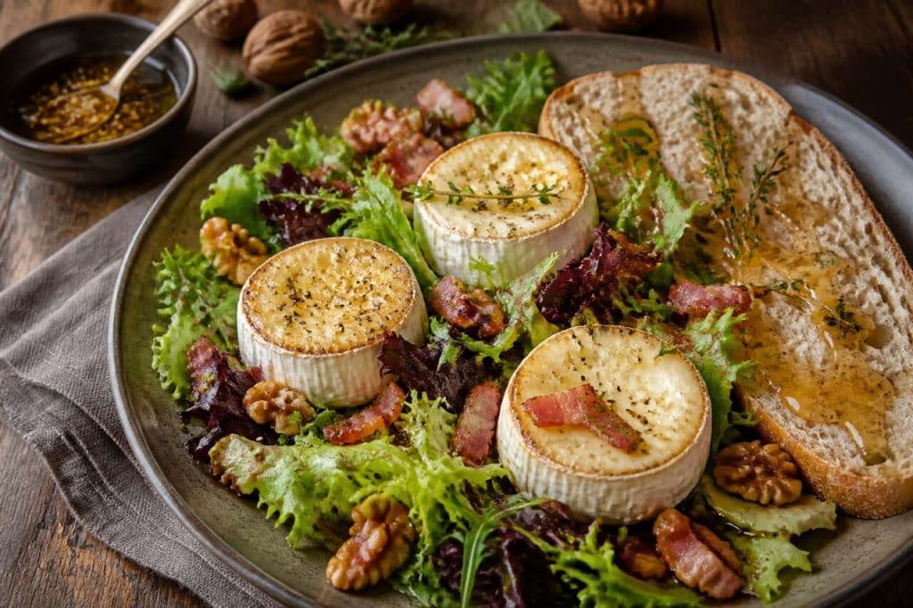 Salade de chèvre chaud au Rocamadour : recette gourmande