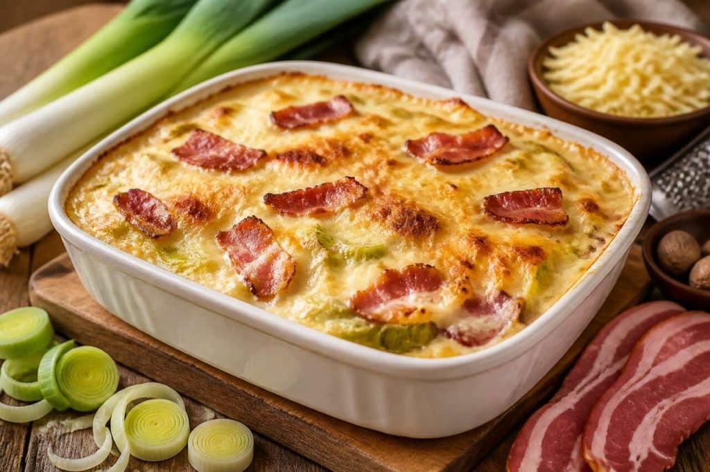 Gratin de poireaux et bacon : recette savoureuse et réconfortante